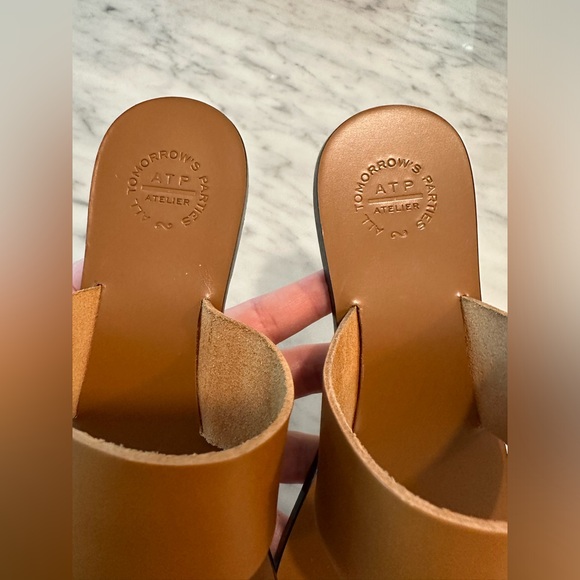 ATP Atelier BNWT NIB Astrid Leather Flat Sandals in Terra Brown - EU 38 - Picture 14 of 16